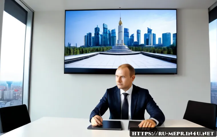 Home 17 미디어 관계 전략 - Photorealistic media relations strategy meeting in a modern Moscow communications office, confident ...